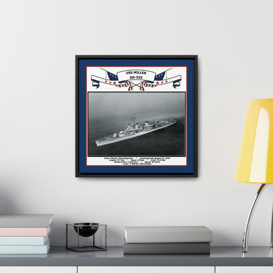 USS Miller DD-535 Navy Floating Frame Photo Desk View