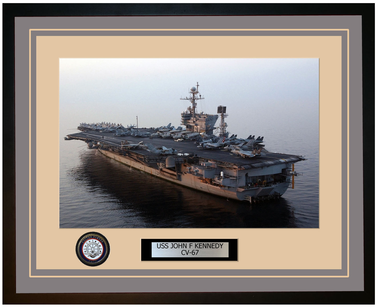 USS JOHN F KENNEDY CV-67 Framed Navy Ship Photo Grey