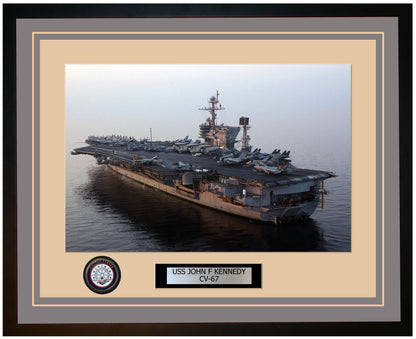 USS JOHN F KENNEDY CV-67 Framed Navy Ship Photo Grey