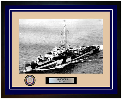 USS Hodges DE-231 Framed Navy Ship Photo Blue