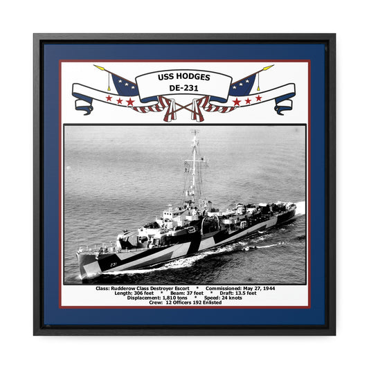 USS Hodges DE-231 Navy Floating Frame Photo Front View