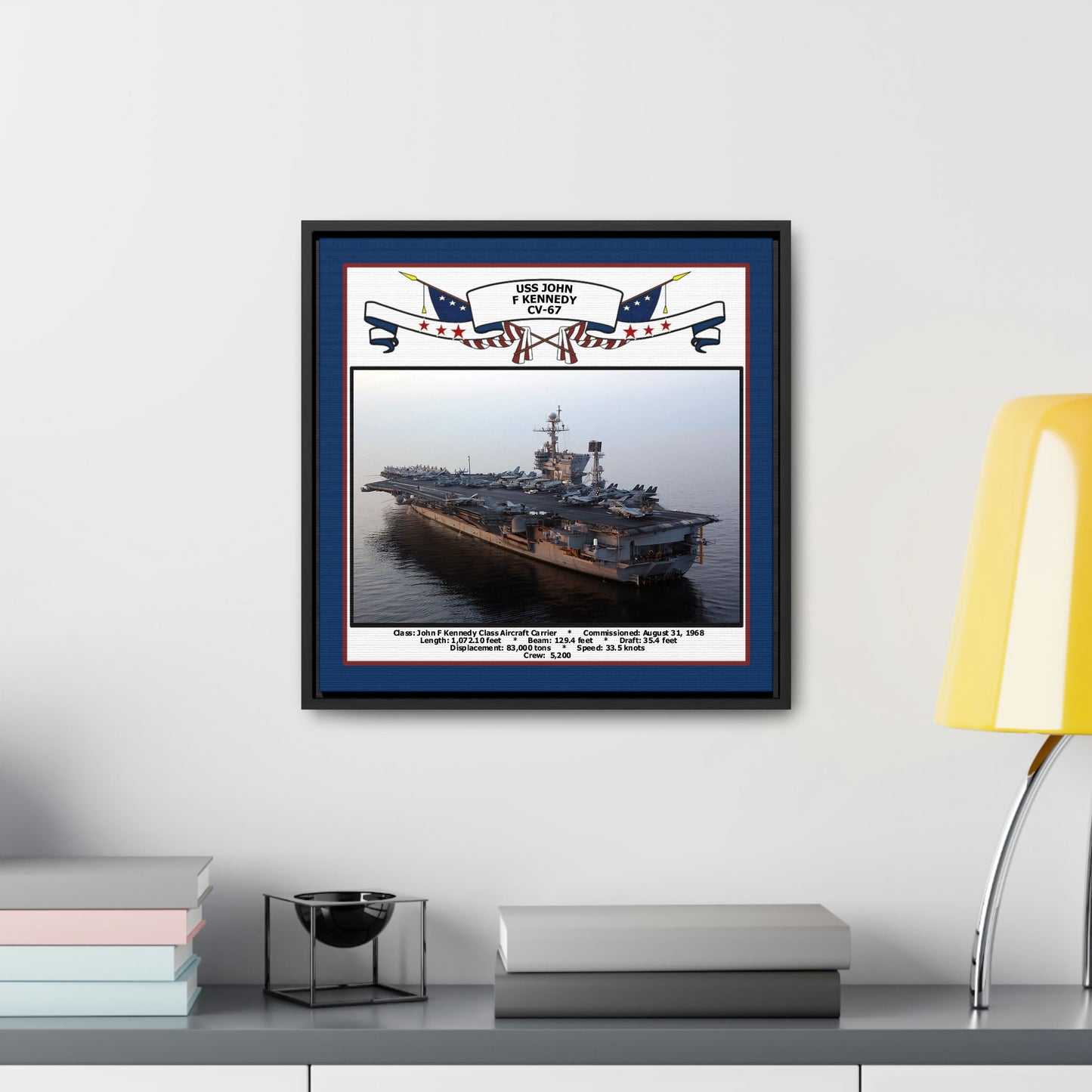 USS John F Kennedy CV-67 Navy Floating Frame Photo Desk View