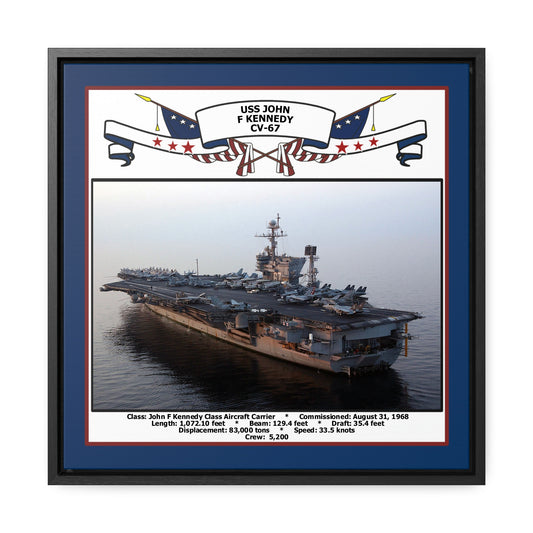 USS John F Kennedy CV-67 Navy Floating Frame Photo Front View