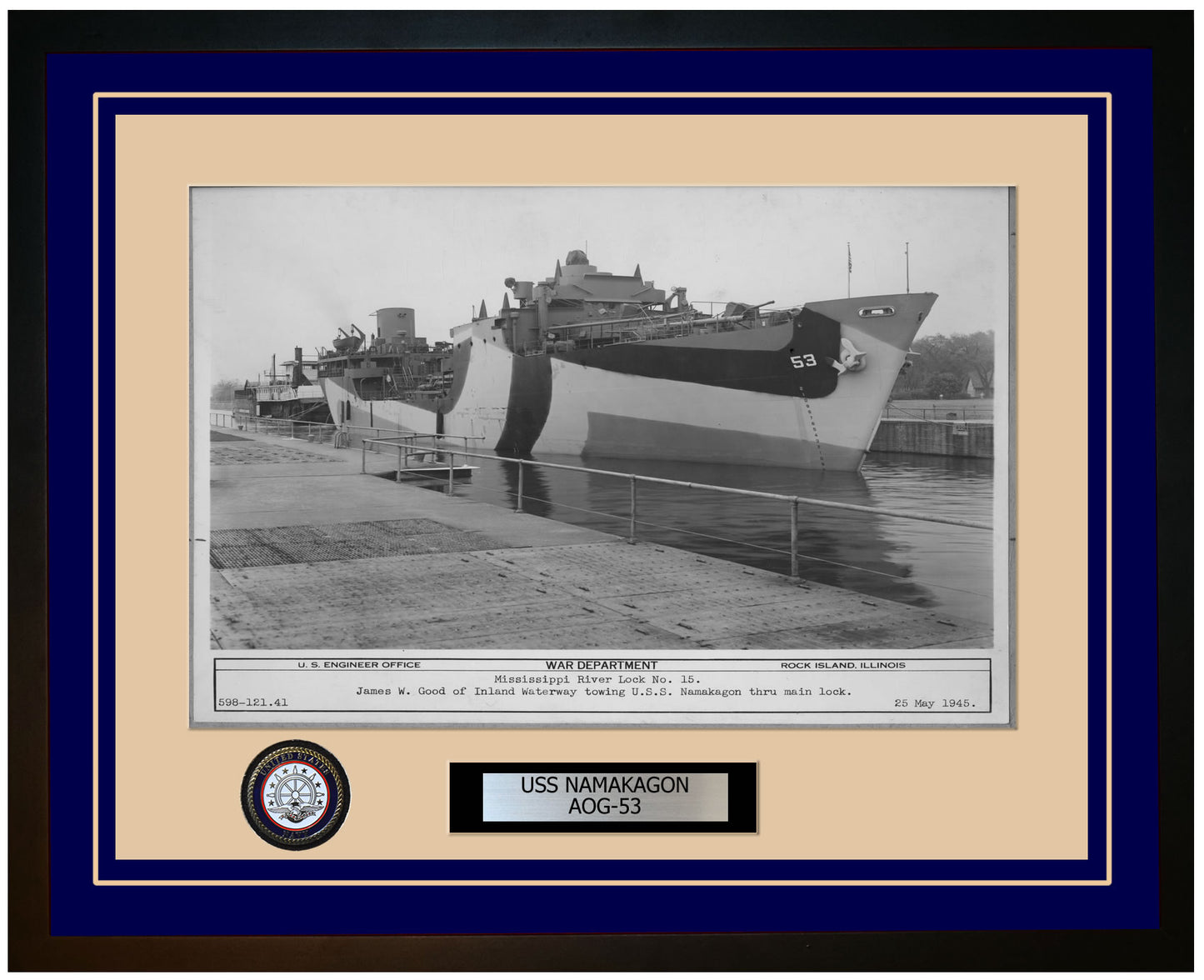 USS NAMAKAGON AOG-53 Framed Navy Ship Photo Blue