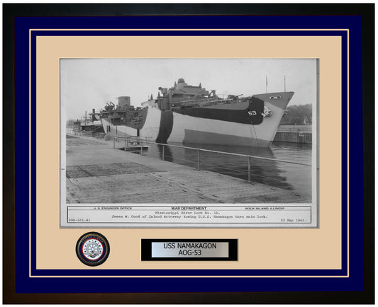 USS NAMAKAGON AOG-53 Framed Navy Ship Photo Blue