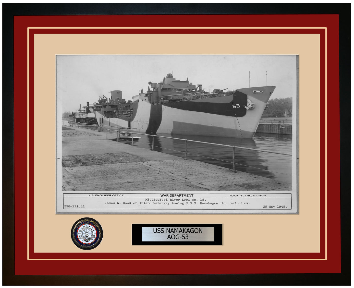 USS NAMAKAGON AOG-53 Framed Navy Ship Photo Burgundy