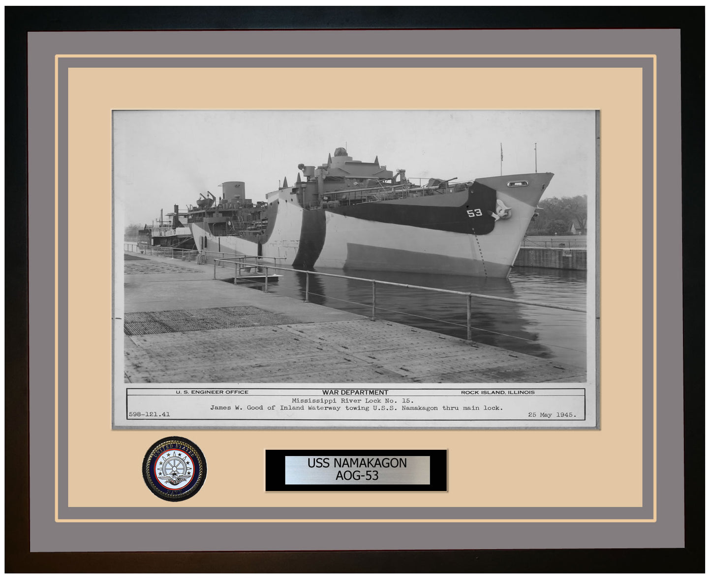 USS NAMAKAGON AOG-53 Framed Navy Ship Photo Grey