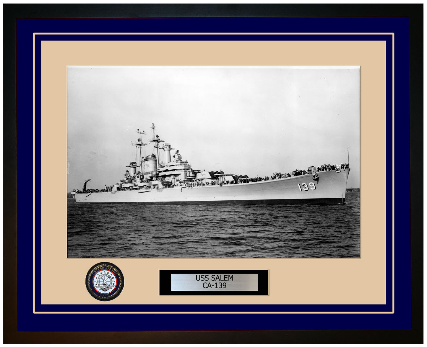 USS SALEM CA-139 Framed Navy Ship Photo Blue