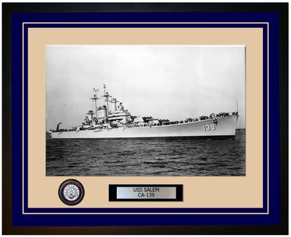 USS SALEM CA-139 Framed Navy Ship Photo Blue