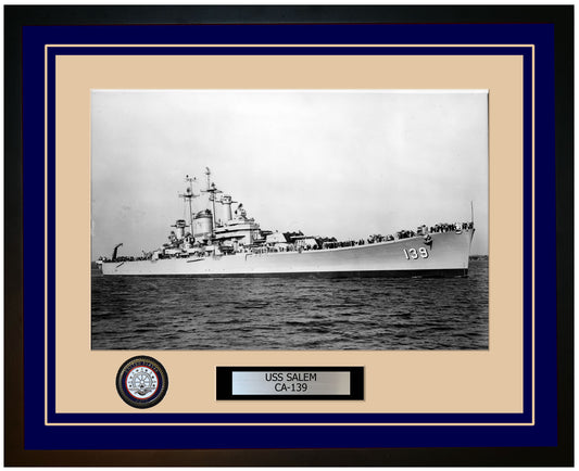 USS SALEM CA-139 Framed Navy Ship Photo Blue