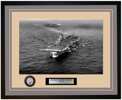 USS BON HOMME RICHARD CV-31 Framed Navy Ship Photo Grey