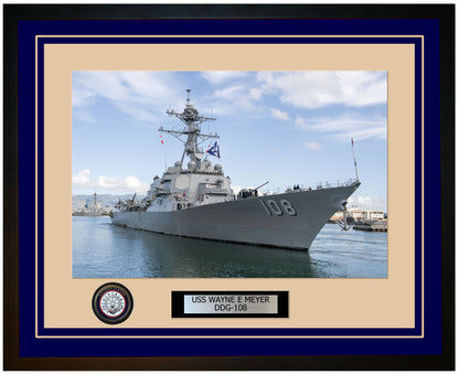 USS WAYNE E MEYER DDG-108 Framed Navy Ship Photo Blue