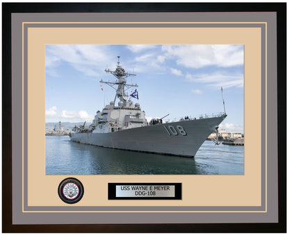 USS WAYNE E MEYER DDG-108 Framed Navy Ship Photo Grey