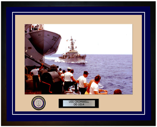 USS Cromwell DE-1014 Framed Navy Ship Photo Blue