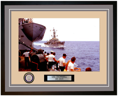 USS Cromwell DE-1014 Framed Navy Ship Photo Grey