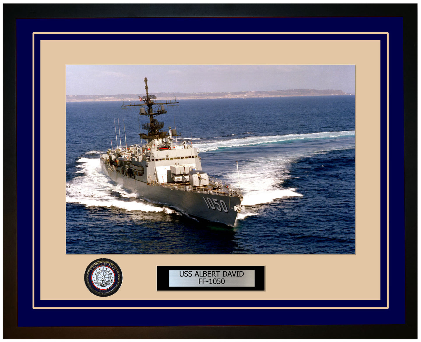 USS ALBERT DAVID FF-1050 Framed Navy Ship Photo Blue