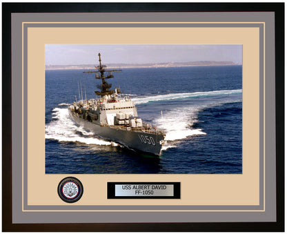 USS ALBERT DAVID FF-1050 Framed Navy Ship Photo Grey