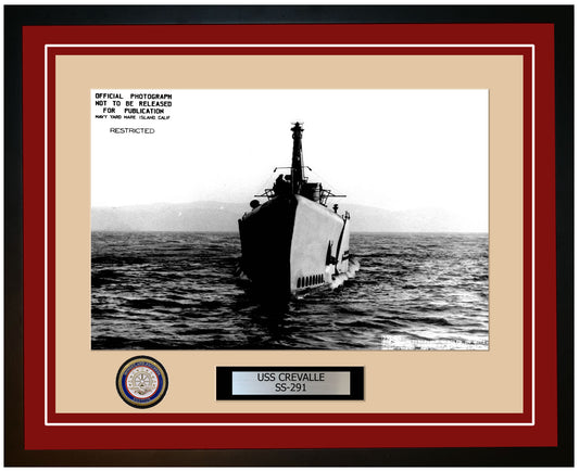 USS Crevalle SS-291 Framed Navy Ship Photo Burgundy
