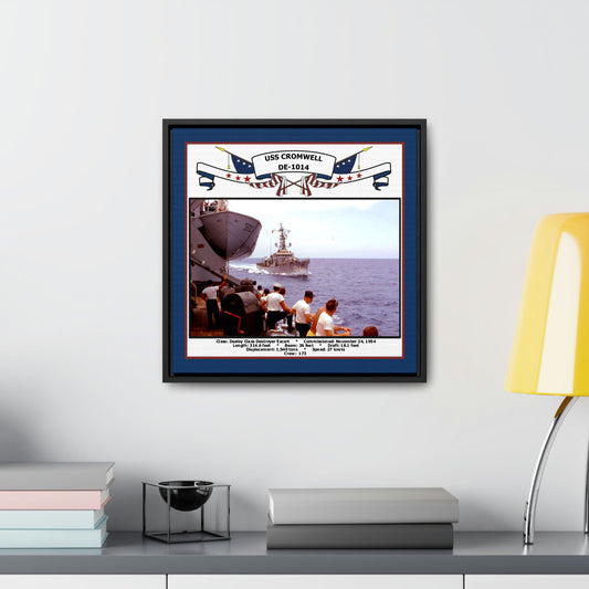 USS Cromwell DE-1014 Navy Floating Frame Photo Desk View