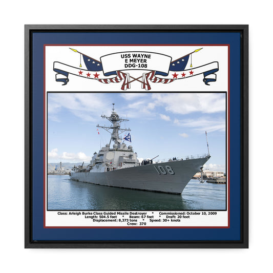 USS Wayne E Meyer DDG-108 Navy Floating Frame Photo Front View