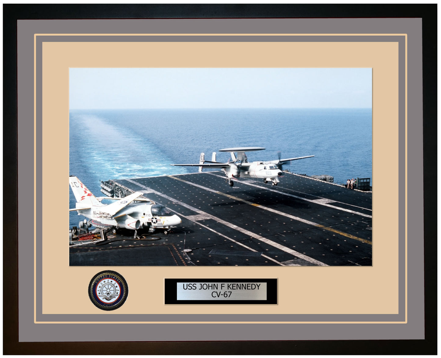 USS JOHN F KENNEDY CV-67 Framed Navy Ship Photo Grey