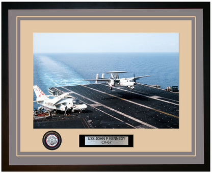 USS JOHN F KENNEDY CV-67 Framed Navy Ship Photo Grey