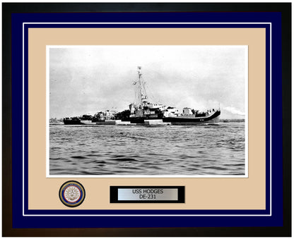 USS Hodges DE-231 Framed Navy Ship Photo Blue
