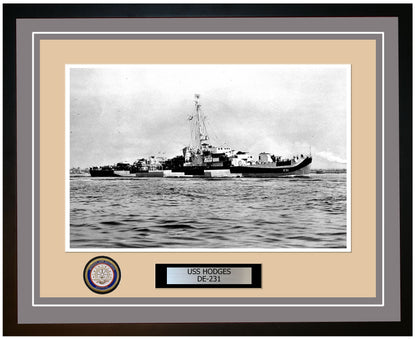 USS Hodges DE-231 Framed Navy Ship Photo Grey