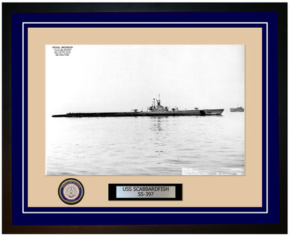 USS Scabbardfish SS-397 Framed Navy Ship Photo Blue