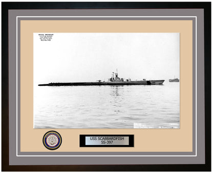 USS Scabbardfish SS-397 Framed Navy Ship Photo Grey