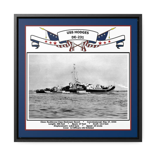 USS Hodges DE-231 Navy Floating Frame Photo Front View