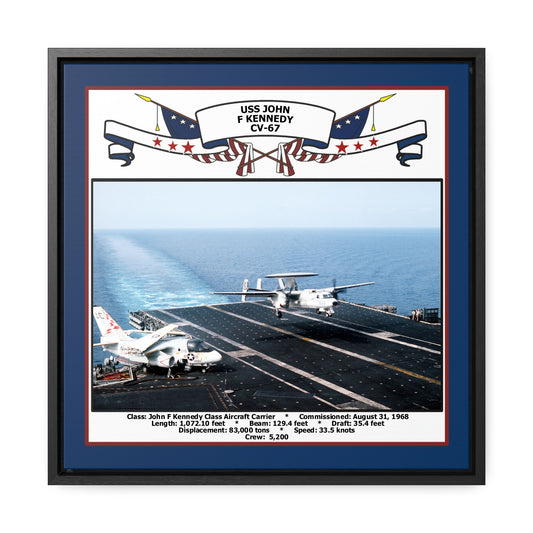 USS John F Kennedy CV-67 Navy Floating Frame Photo Front View