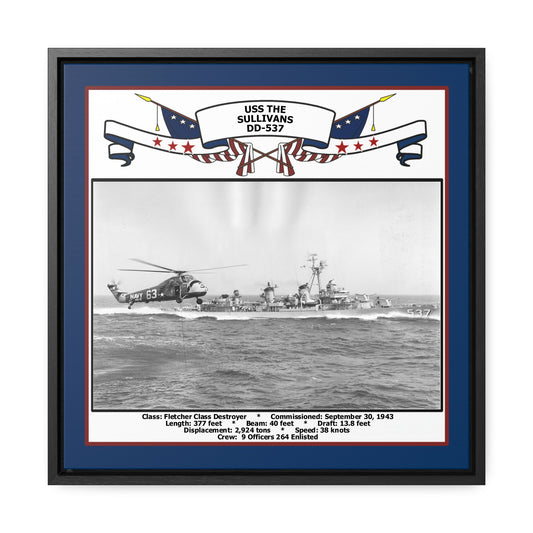 USS The Sullivans DD-537 Navy Floating Frame Photo Front View
