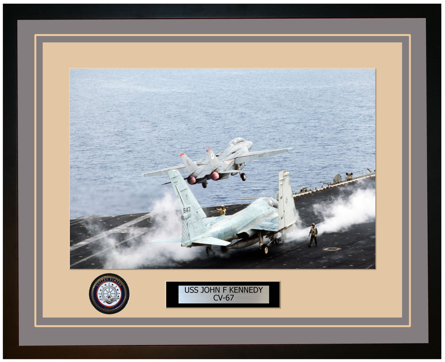 USS JOHN F KENNEDY CV-67 Framed Navy Ship Photo Grey