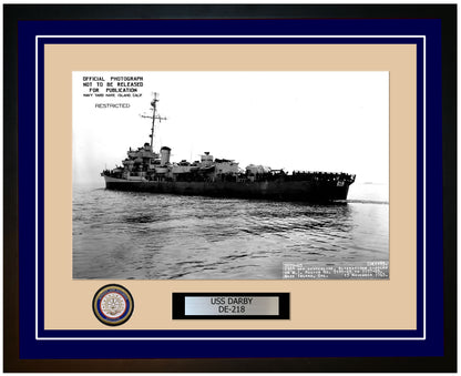 USS Darby DE-218 Framed Navy Ship Photo Blue