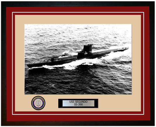 USS Segundo SS-398 Framed Navy Ship Photo Burgundy