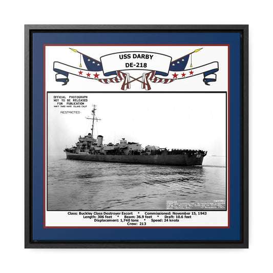 USS Darby DE-218 Navy Floating Frame Photo Front View