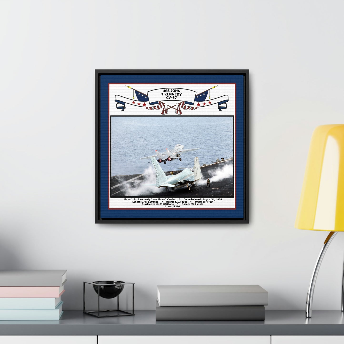 USS John F Kennedy CV-67 Navy Floating Frame Photo Desk View
