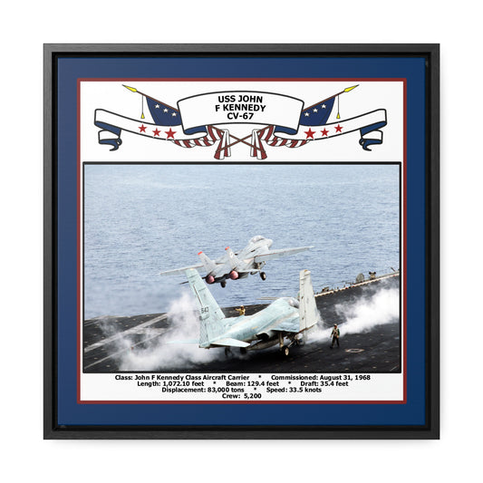 USS John F Kennedy CV-67 Navy Floating Frame Photo Front View