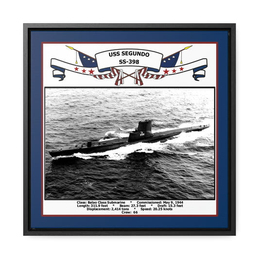 USS Segundo SS-398 Navy Floating Frame Photo Front View