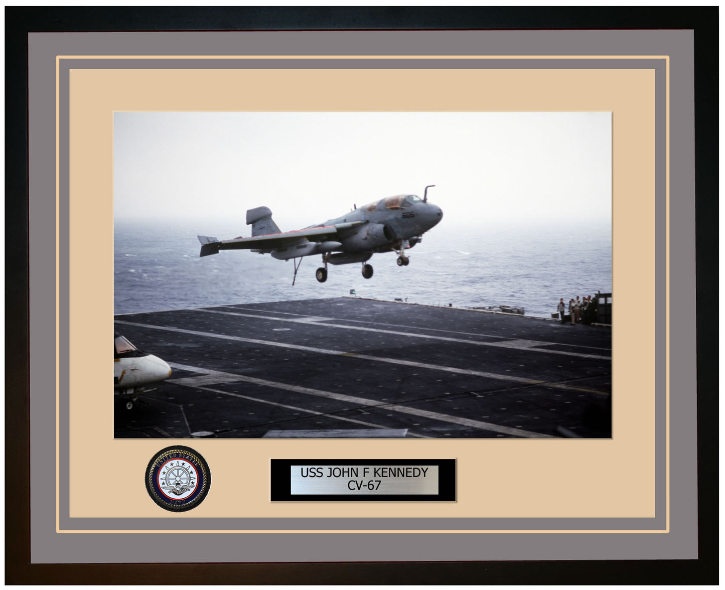 USS JOHN F KENNEDY CV-67 Framed Navy Ship Photo Grey