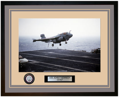 USS JOHN F KENNEDY CV-67 Framed Navy Ship Photo Grey