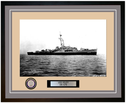 USS Riley DE-579 Framed Navy Ship Photo Grey