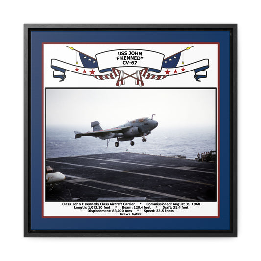USS John F Kennedy CV-67 Navy Floating Frame Photo Front View