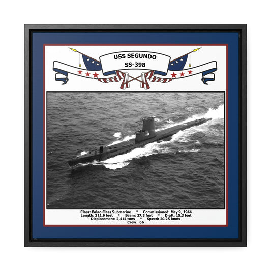 USS Segundo SS-398 Navy Floating Frame Photo Front View