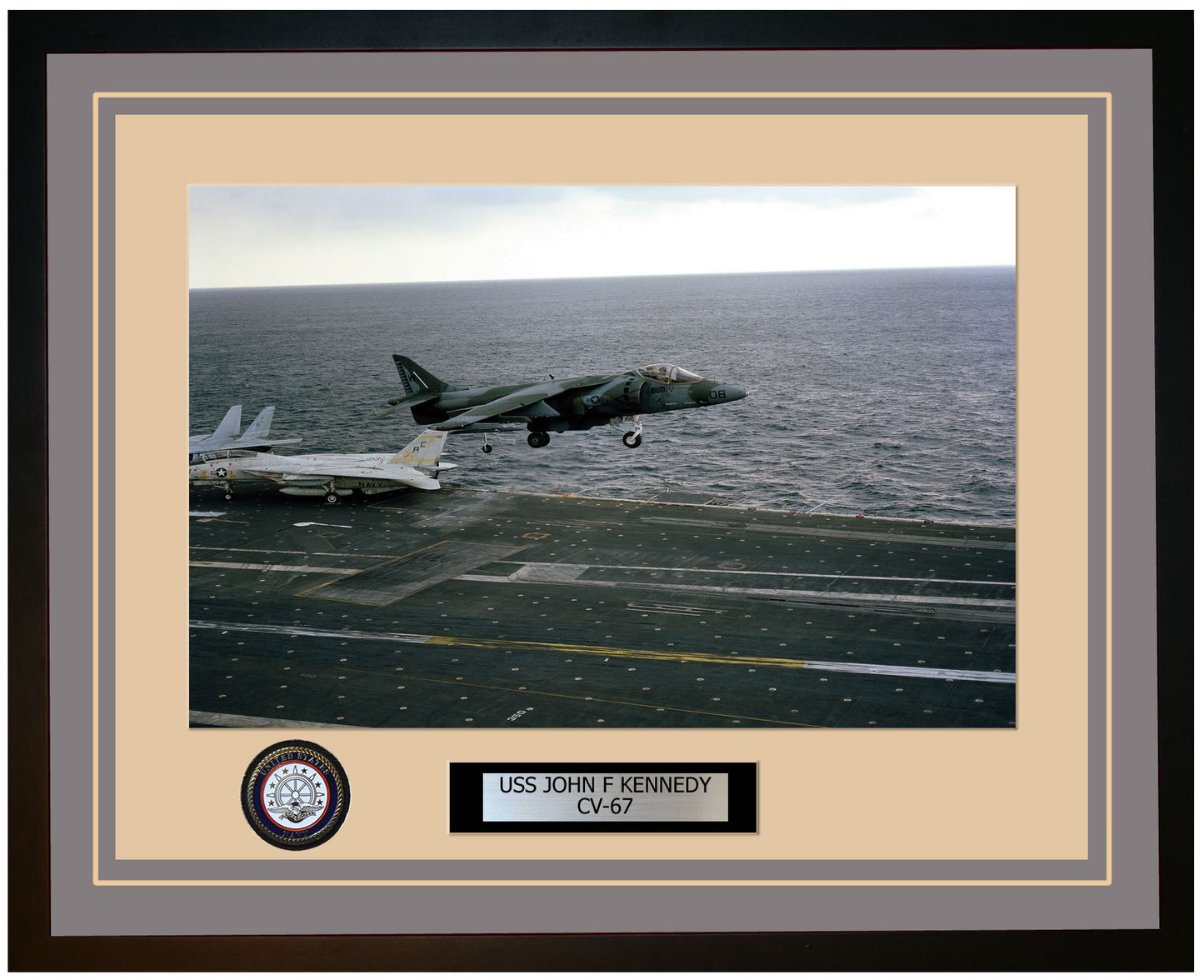 USS JOHN F KENNEDY CV-67 Framed Navy Ship Photo Grey
