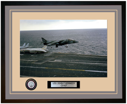 USS JOHN F KENNEDY CV-67 Framed Navy Ship Photo Grey