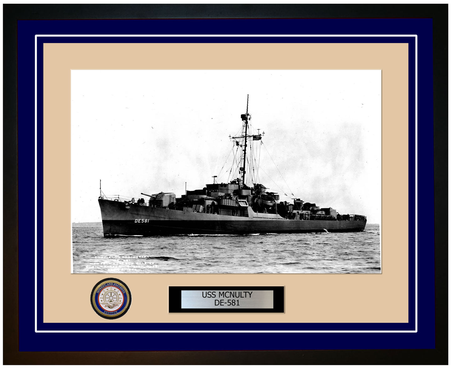 USS Mcnulty DE-581 Framed Navy Ship Photo Blue