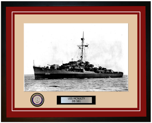 USS Mcnulty DE-581 Framed Navy Ship Photo Burgundy