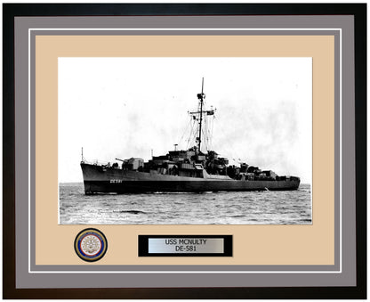 USS Mcnulty DE-581 Framed Navy Ship Photo Grey